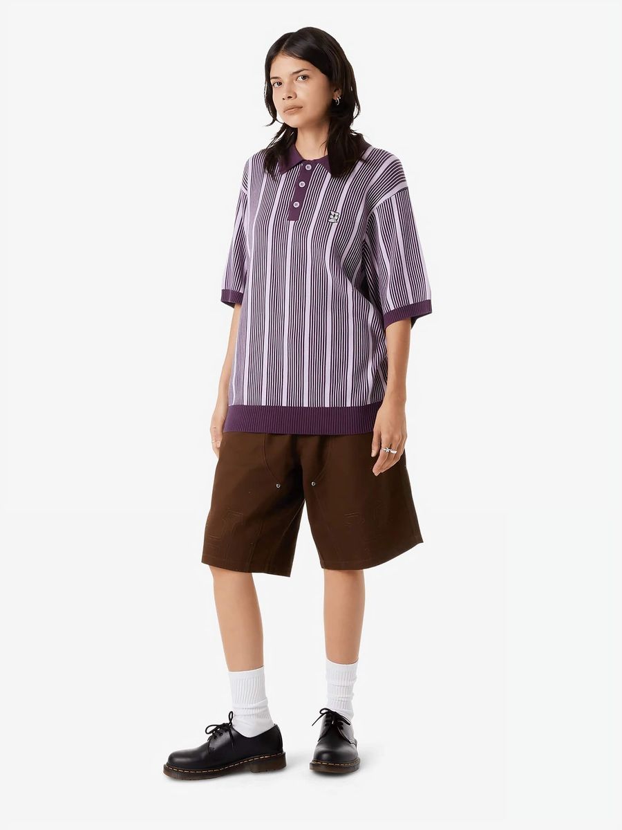 HUF — Поло-вязанное Trace Stripe S/S Knit Dust Purple