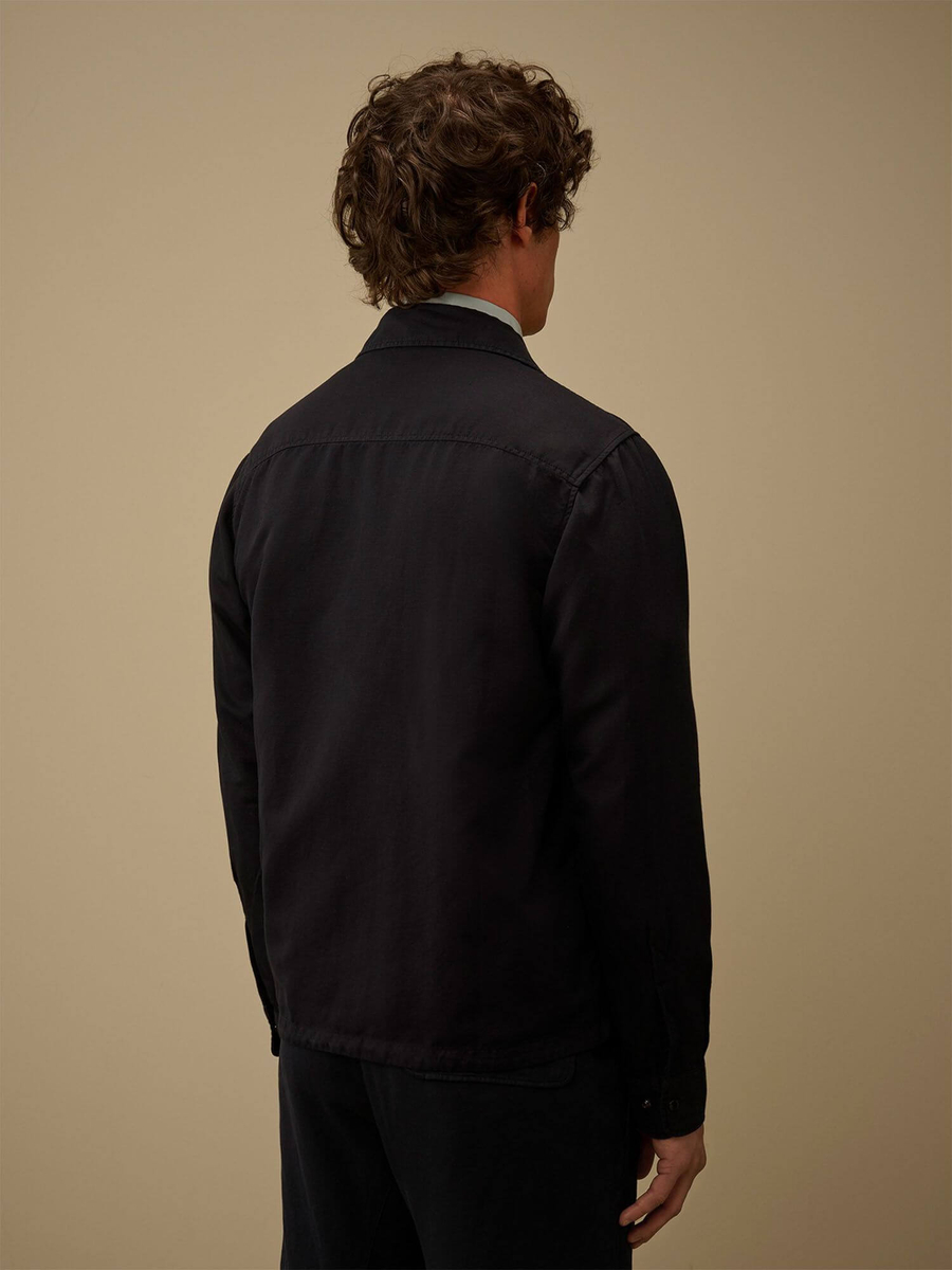 C.P. COMPANY — Овершот Cotton/Linen Lens Zip Overshirt Total Eclipse