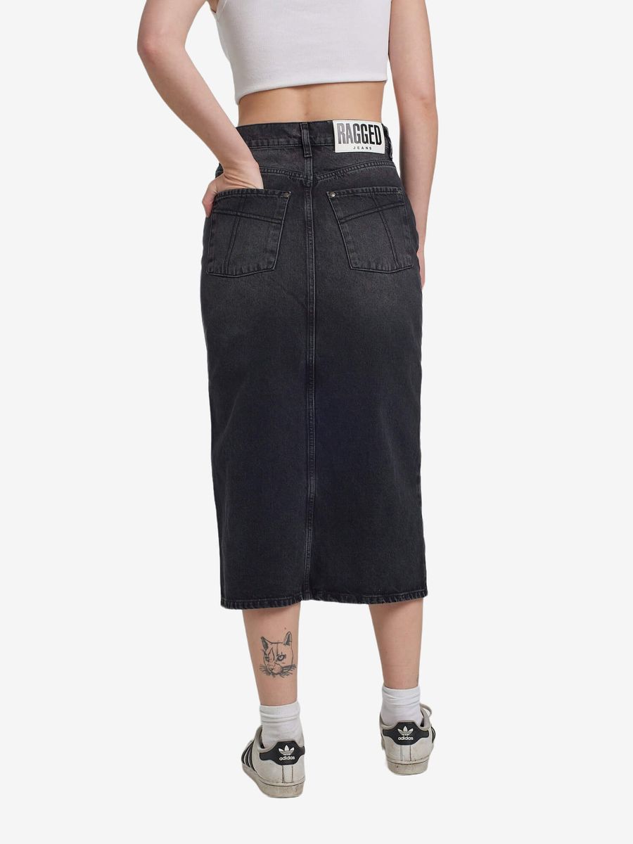 THE RAGGED PRIEST — Юбка Midi Skirt Bleack Charcoa Wash