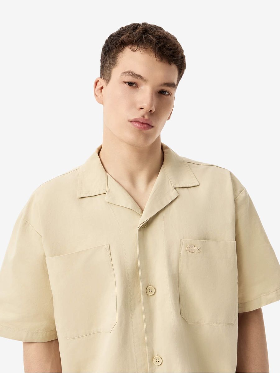 LACOSTE — Рубашка Linen Shirt SS Beige