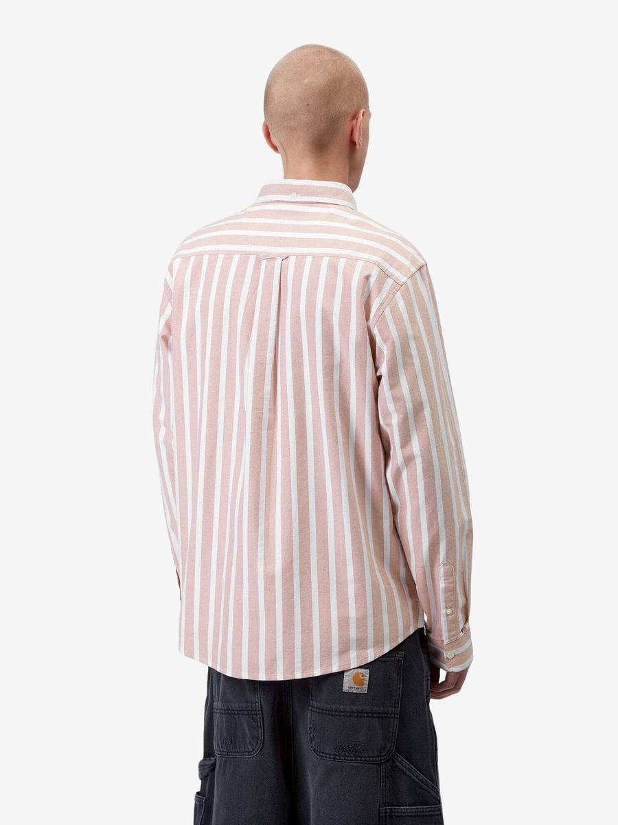 CARHARTT WIP — Рубашка Deven Stipe Oxide Red/White