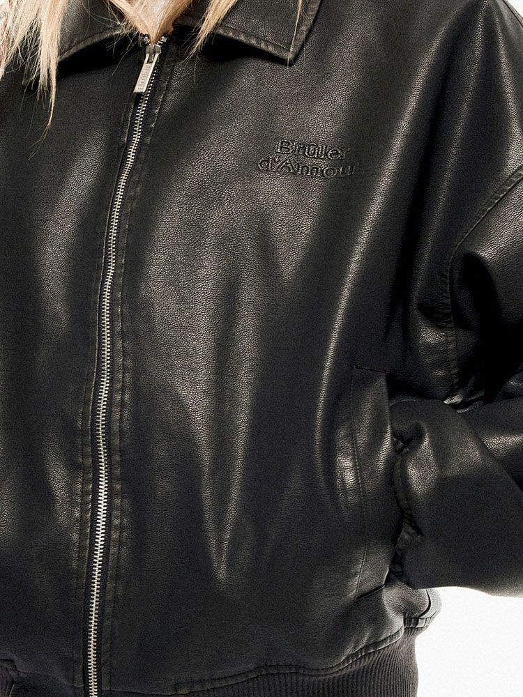 BRÛLER D’AMOUR — Куртка кожаная Jacket "Cas" Black
