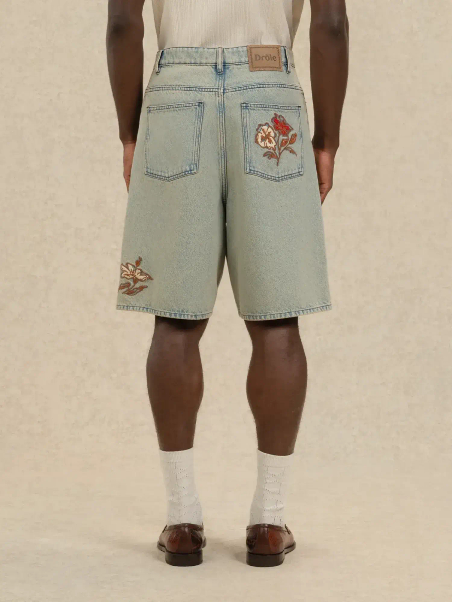 DRÔLE DE MONSIEUR — Шорты Short Jean Brodé Fleurs Dusty