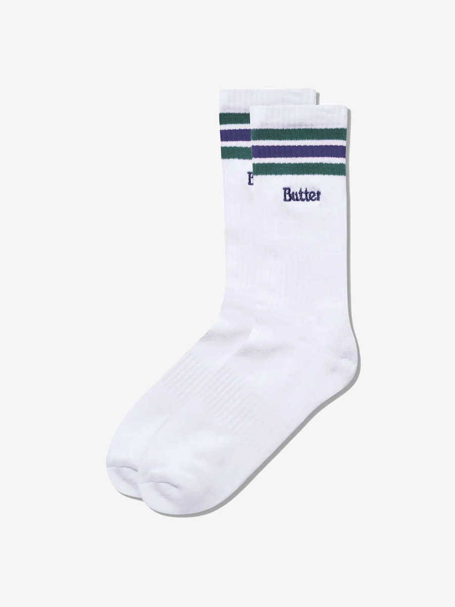 BUTTER GOODS — Носки Stripe Socks White/Violet/Green