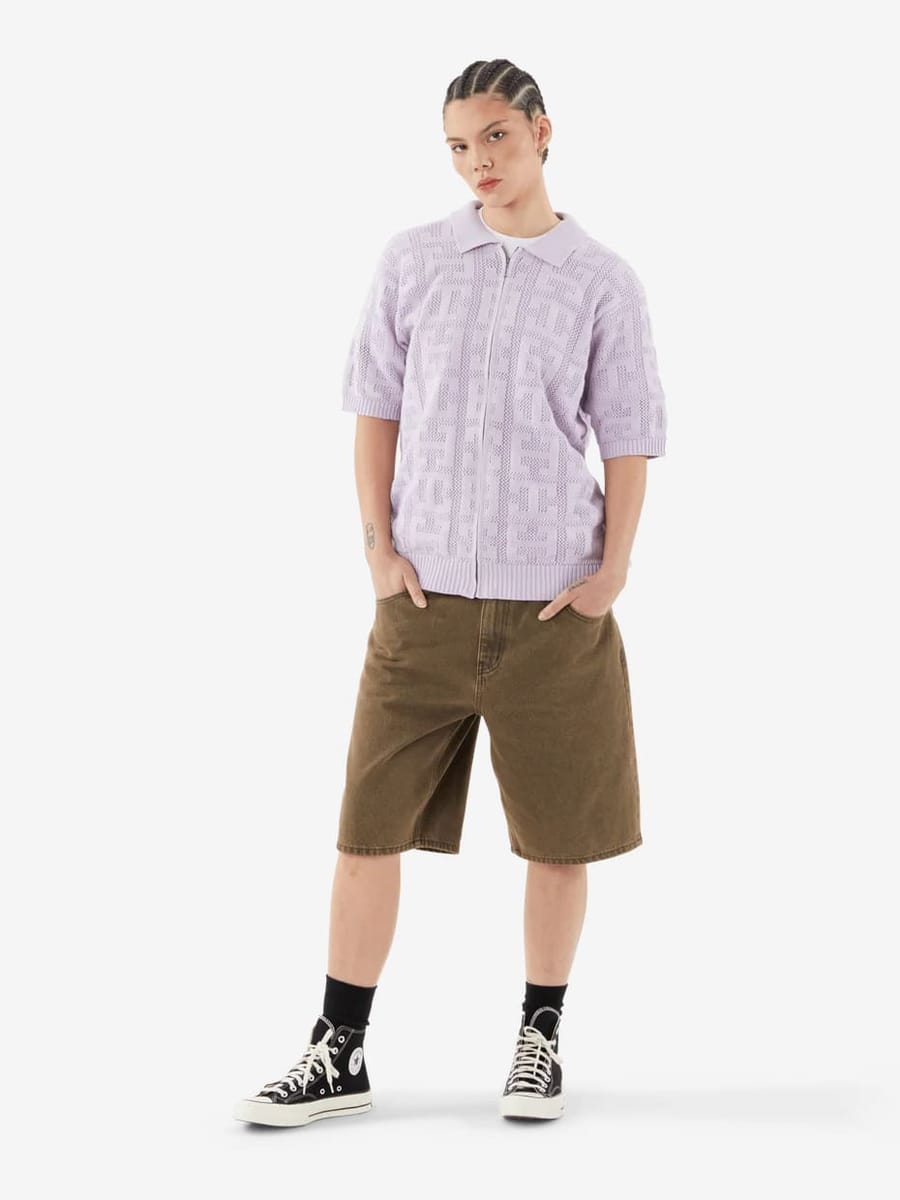 HUF — Рубашка-вязаная Monogram Jacquard ZIP Lavender