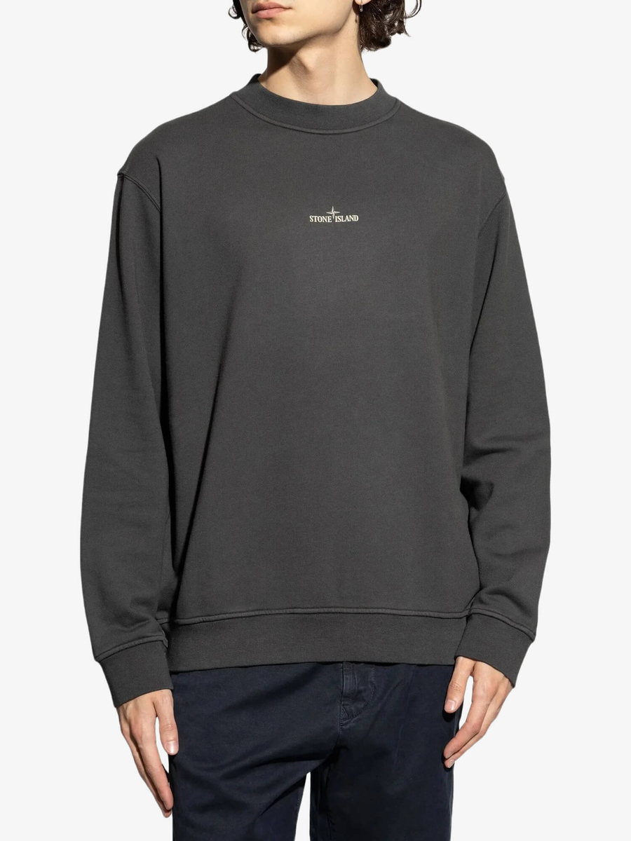 STONE ISLAND — Свитшот Cotton Fleece Sweat Grey