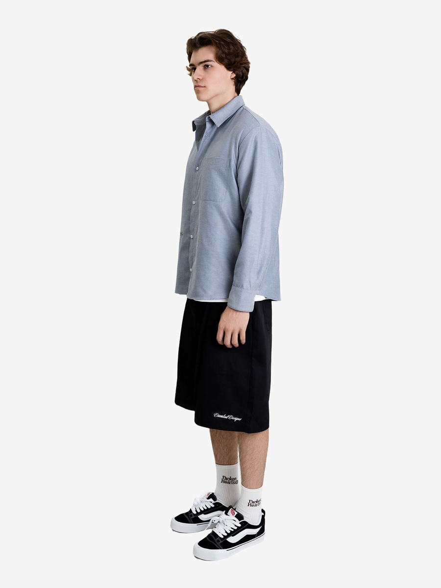 DISSIDENT — Рубашка Script Oxford Pocket Short in Light Grey