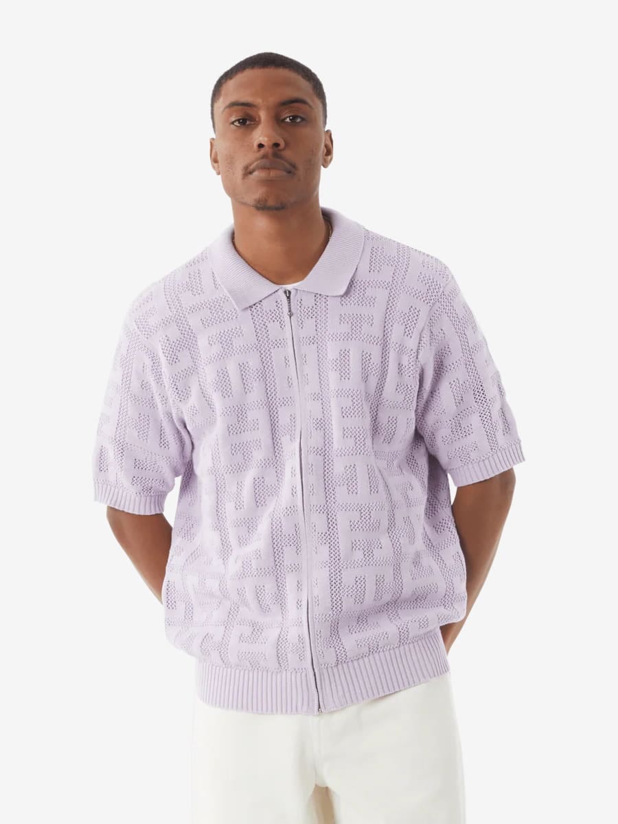 HUF — Рубашка-вязаная Monogram Jacquard ZIP Lavender