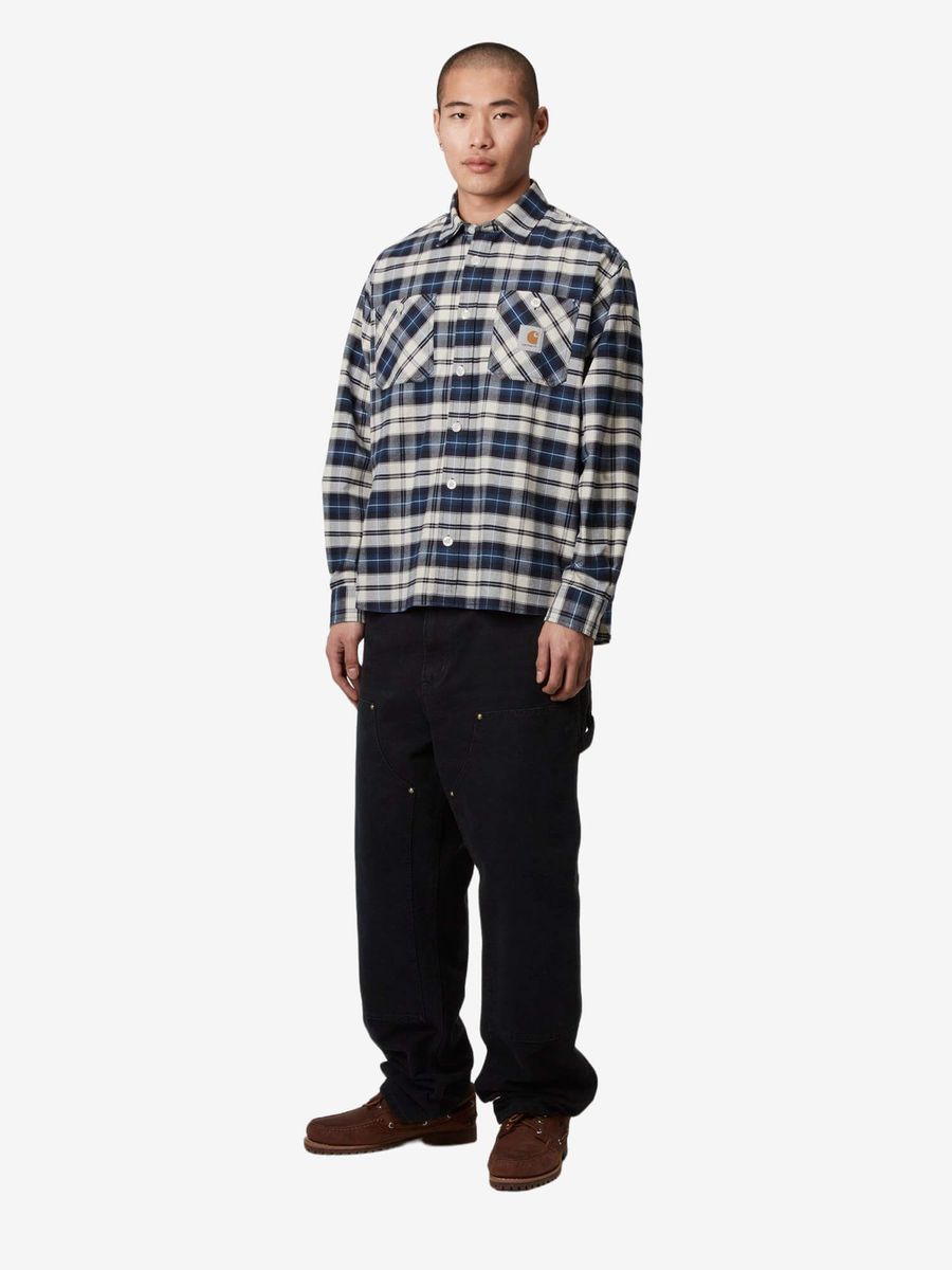 CARHARTT WIP — Рубашка Tarbell Check Dark Navy/White