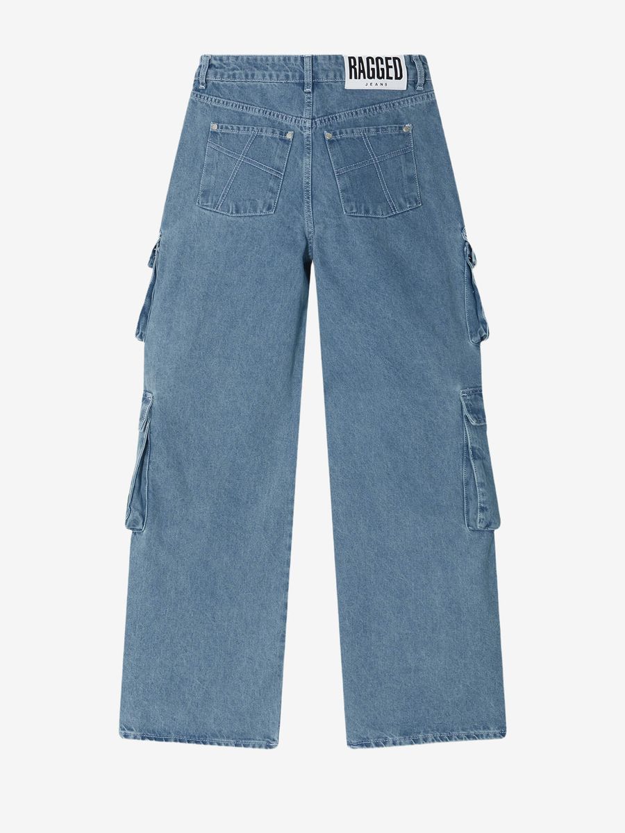 THE RAGGED PRIEST — Mid Blue Combat Release Jeans