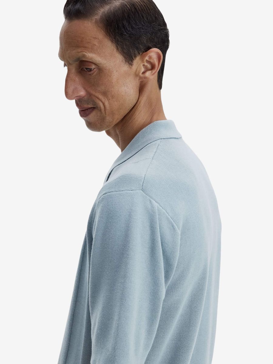 FRED PERRY — Рубашка вязанная Tonal Vertical Stripe Shirt Stockport Blue