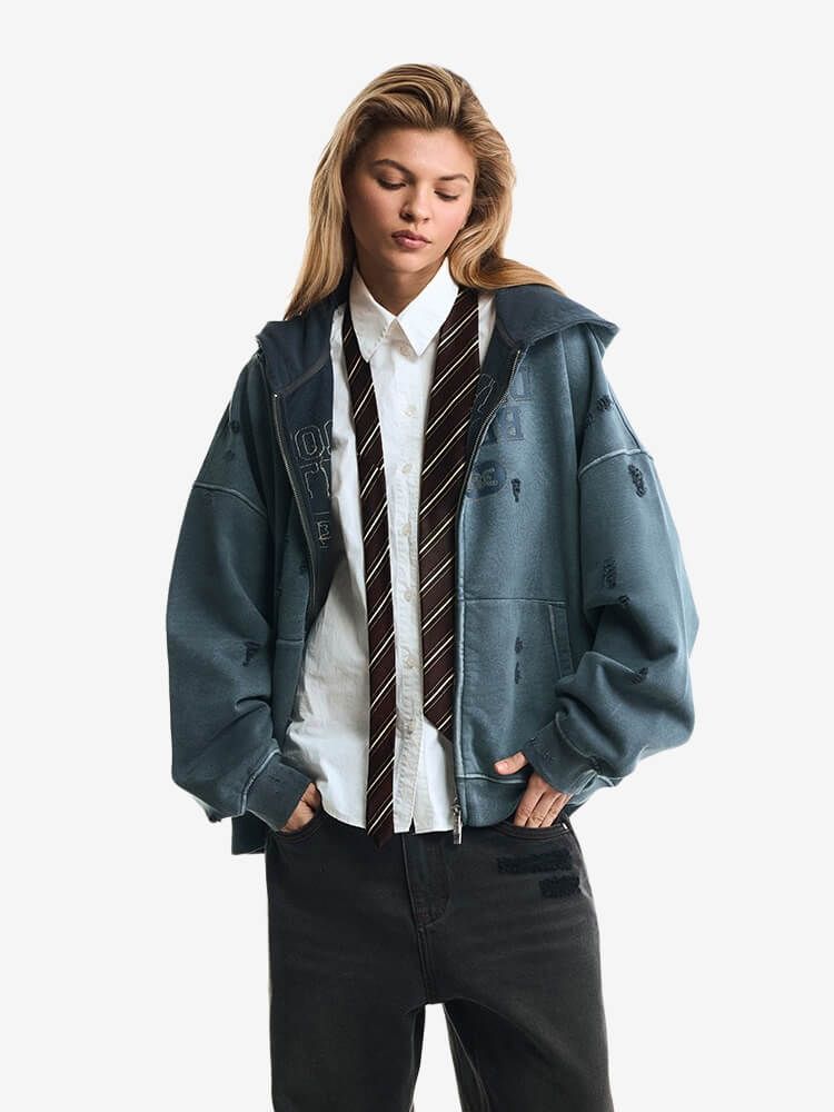 BRÛLER D’AMOUR — Худи Zip Inverse Grey (Dirty Wash)