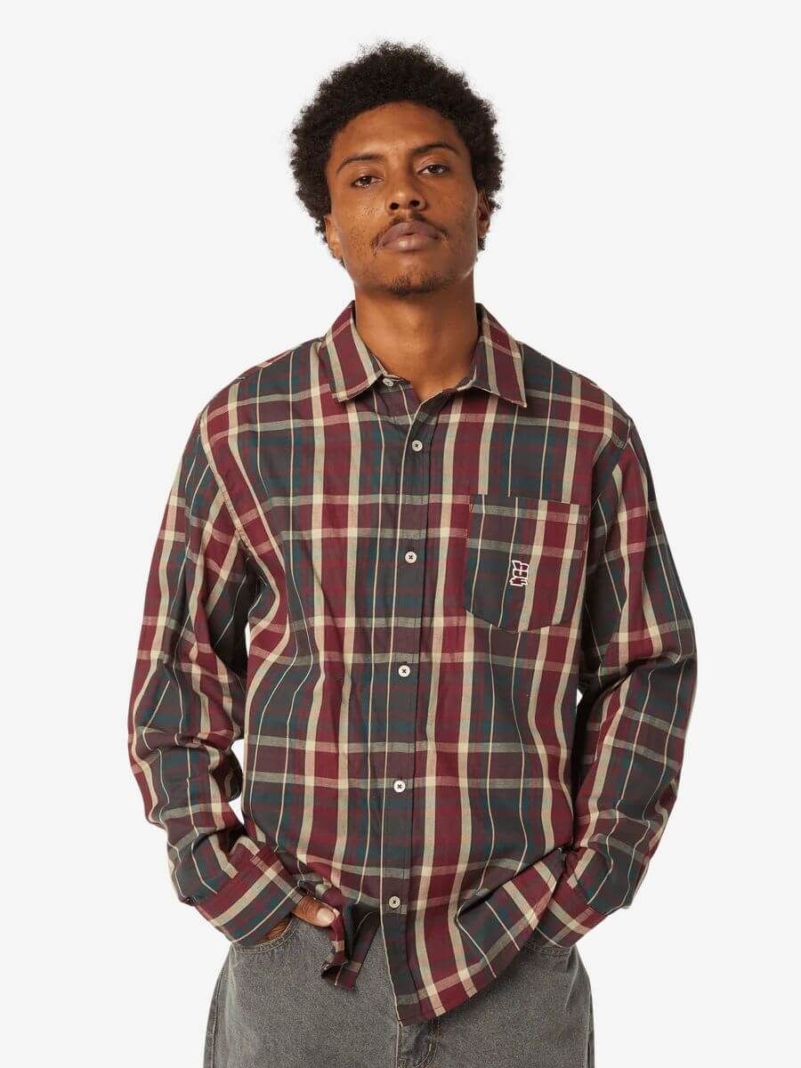 HUF — Рубашка Megablast Plaid LS Shirt Deep Wine