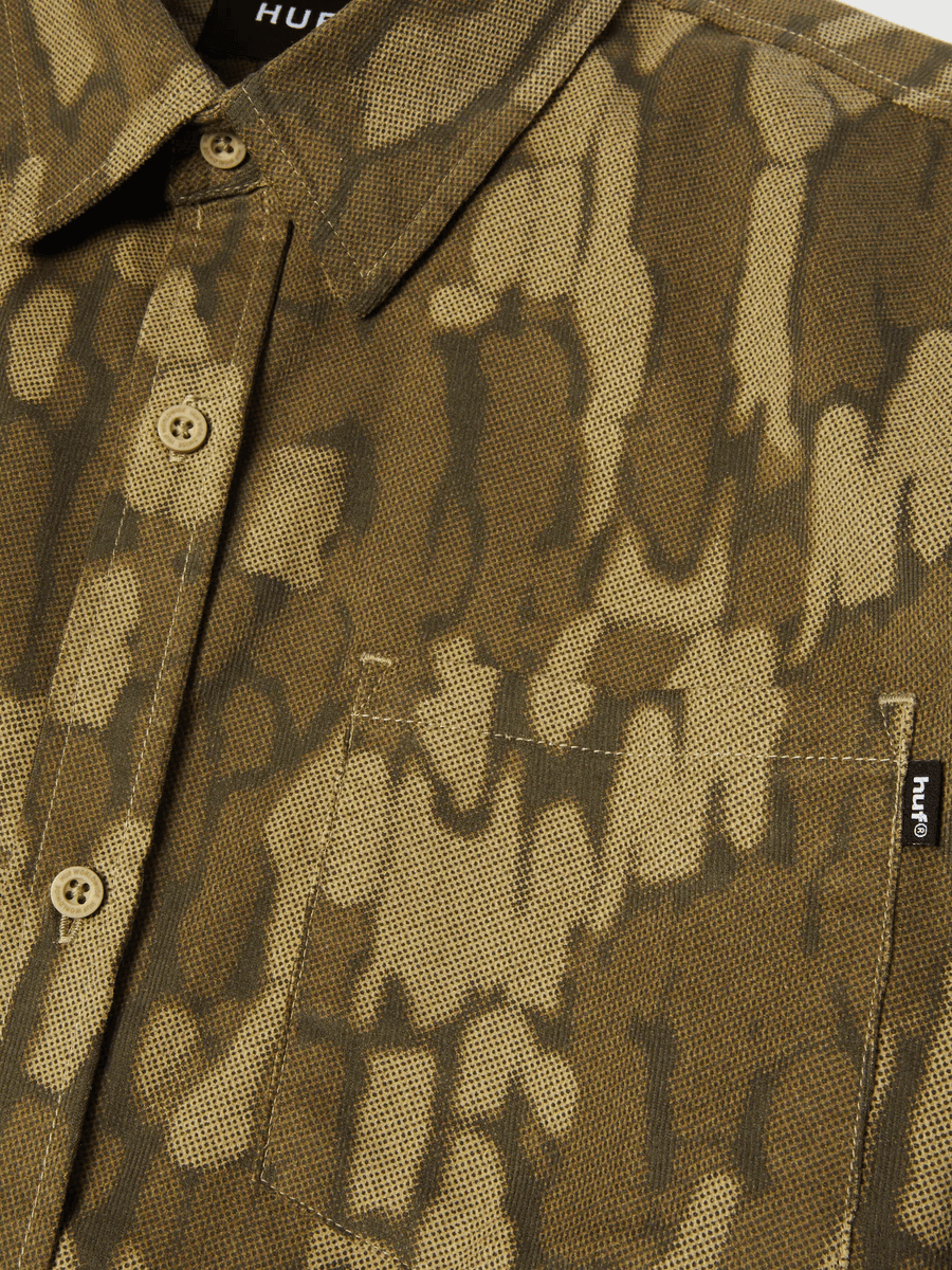 HUF — Рубашка Warped Camo Corduroy Shirt Muted Camo