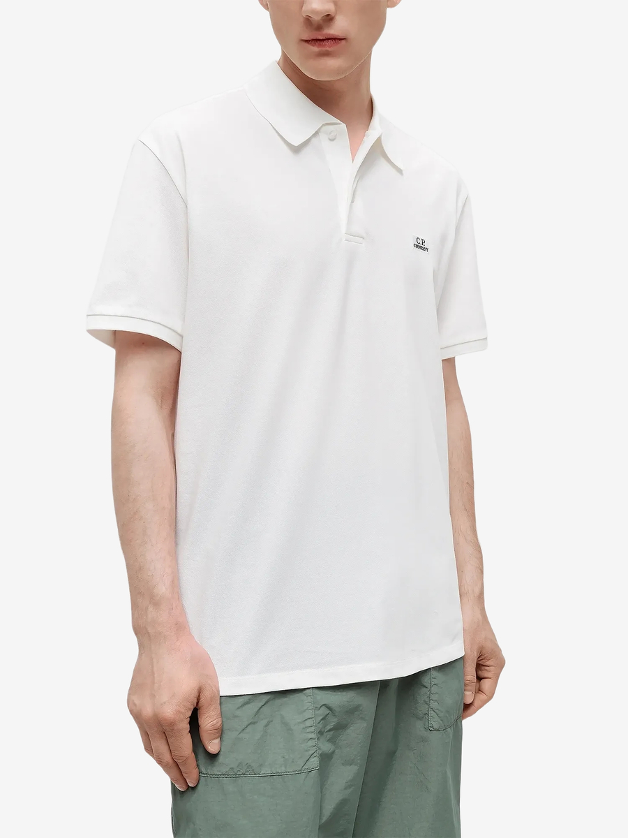 C.P. COMPANY — Поло Stretch Piquet Point Collar Polo Gauze White