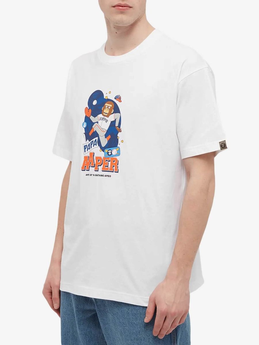 AAPE BY *A BATHING APE — Футболка Aape x Rob Flowers Papa Tee White