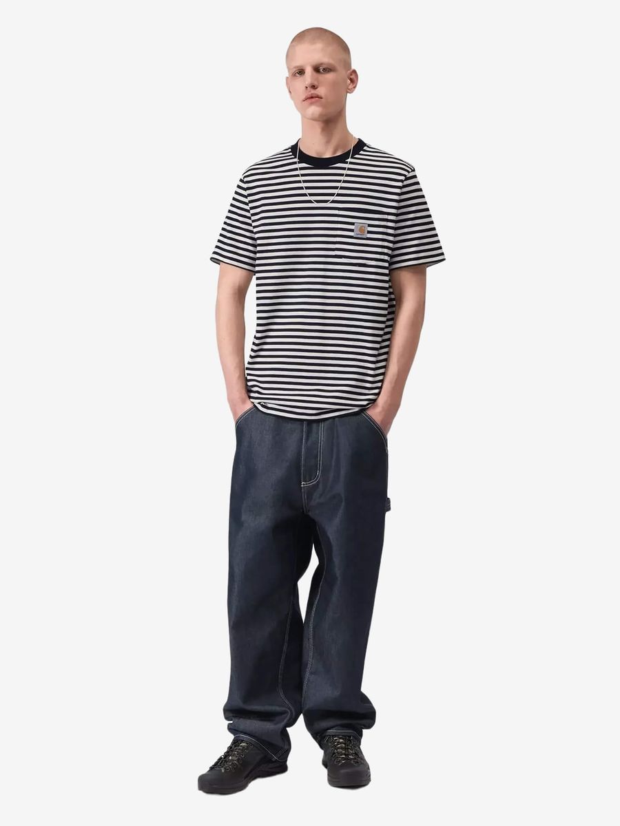 CARHARTT WIP — Футболка Ezra Pocket Stripe Tee Cozy Blue/Wax