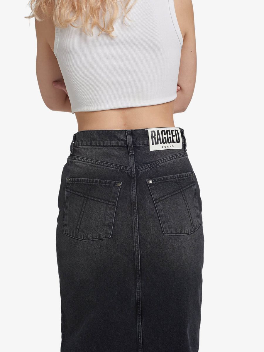 THE RAGGED PRIEST — Юбка Midi Skirt Bleack Charcoa Wash