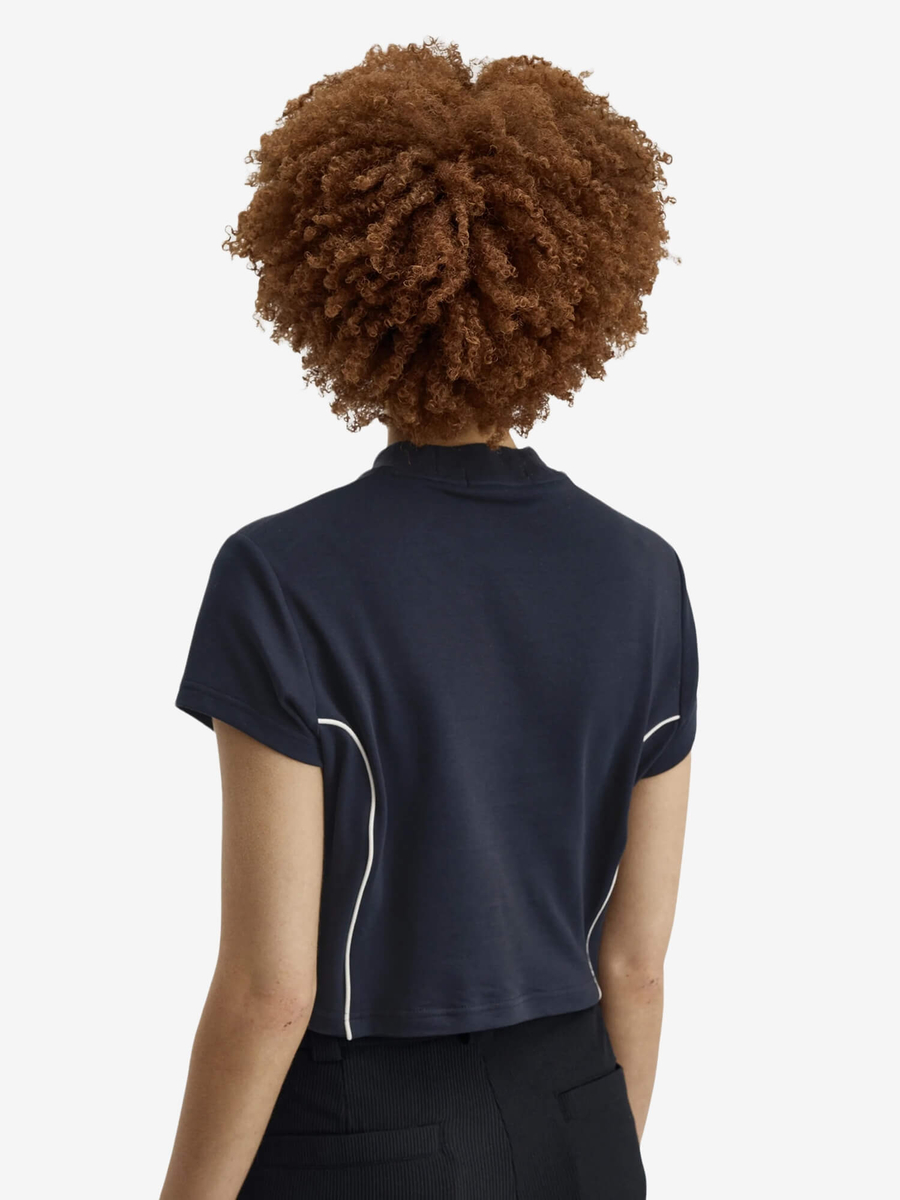 FRED PERRY — Футболка W Piped Seams Mock Neck Tee Navy