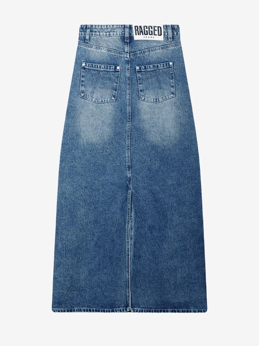 THE RAGGED PRIEST — Юбка Maxi Skirt Bleached Mid Blue Wash
