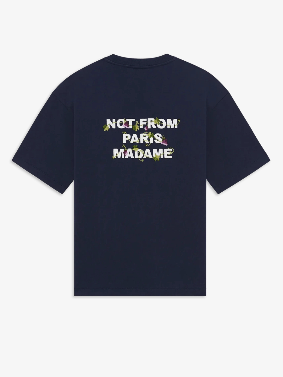 DRÔLE DE MONSIEUR — Футболка Vine Embroidered Slogan Tee Navy