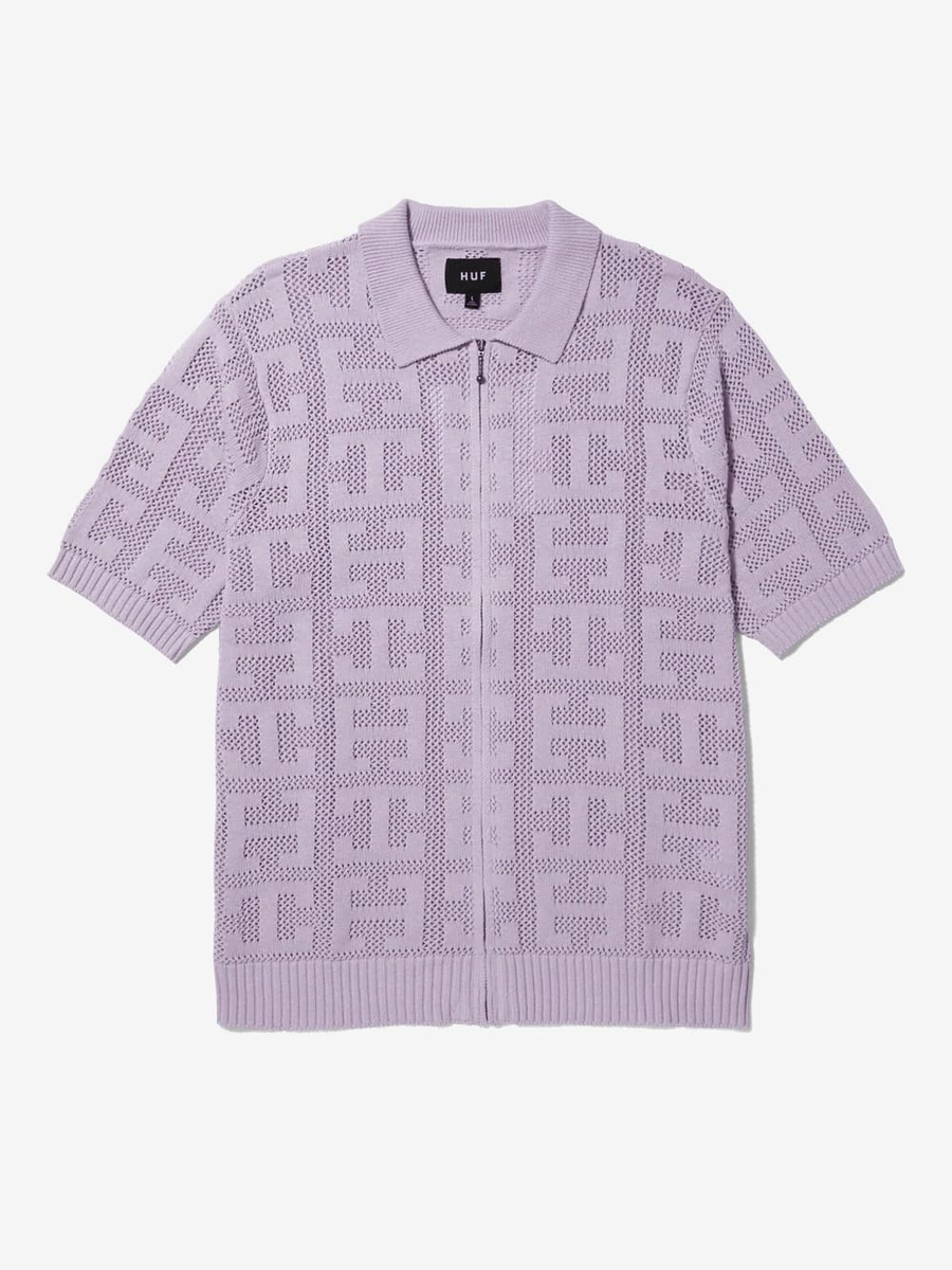 HUF — Рубашка-вязаная Monogram Jacquard ZIP Lavender
