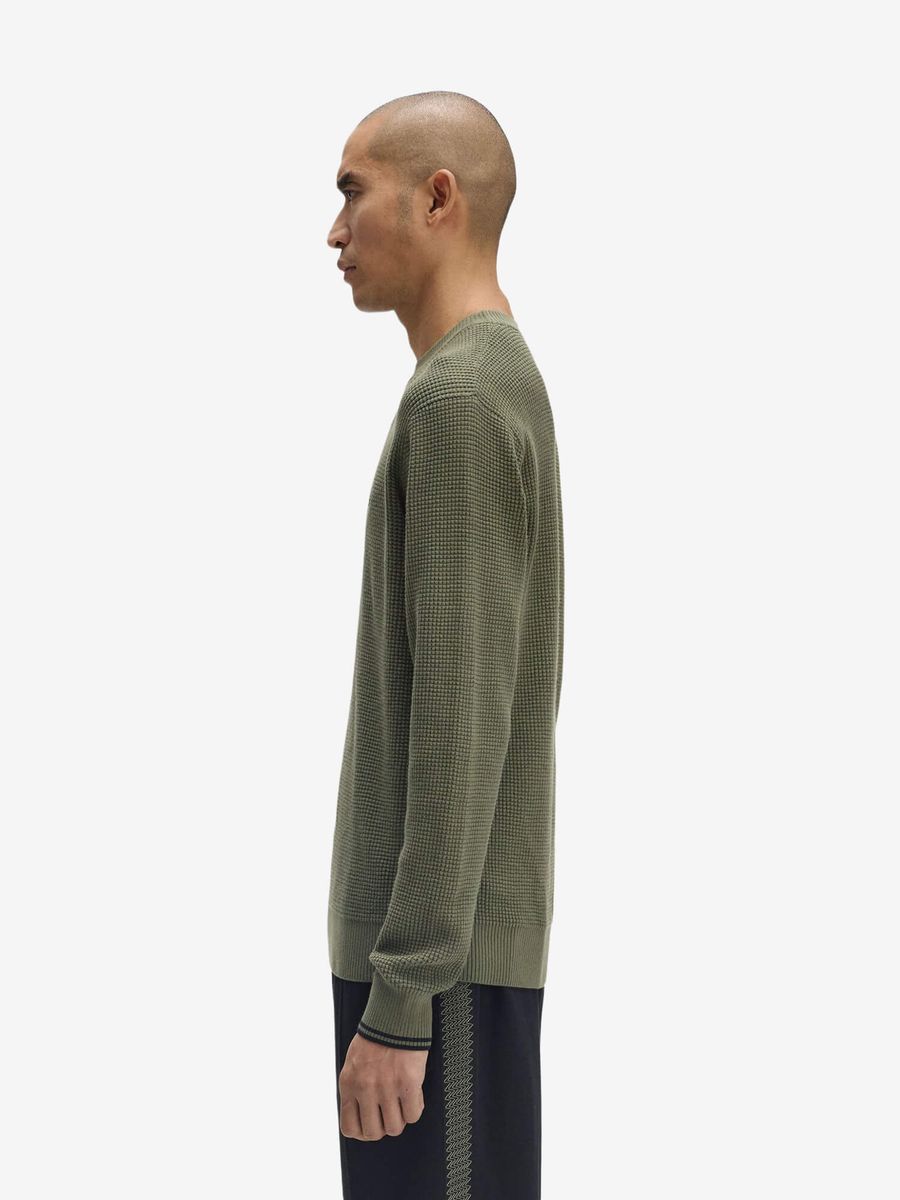 FRED PERRY — Свитер Waffle Stitch Jumper Laurel Wreath Green