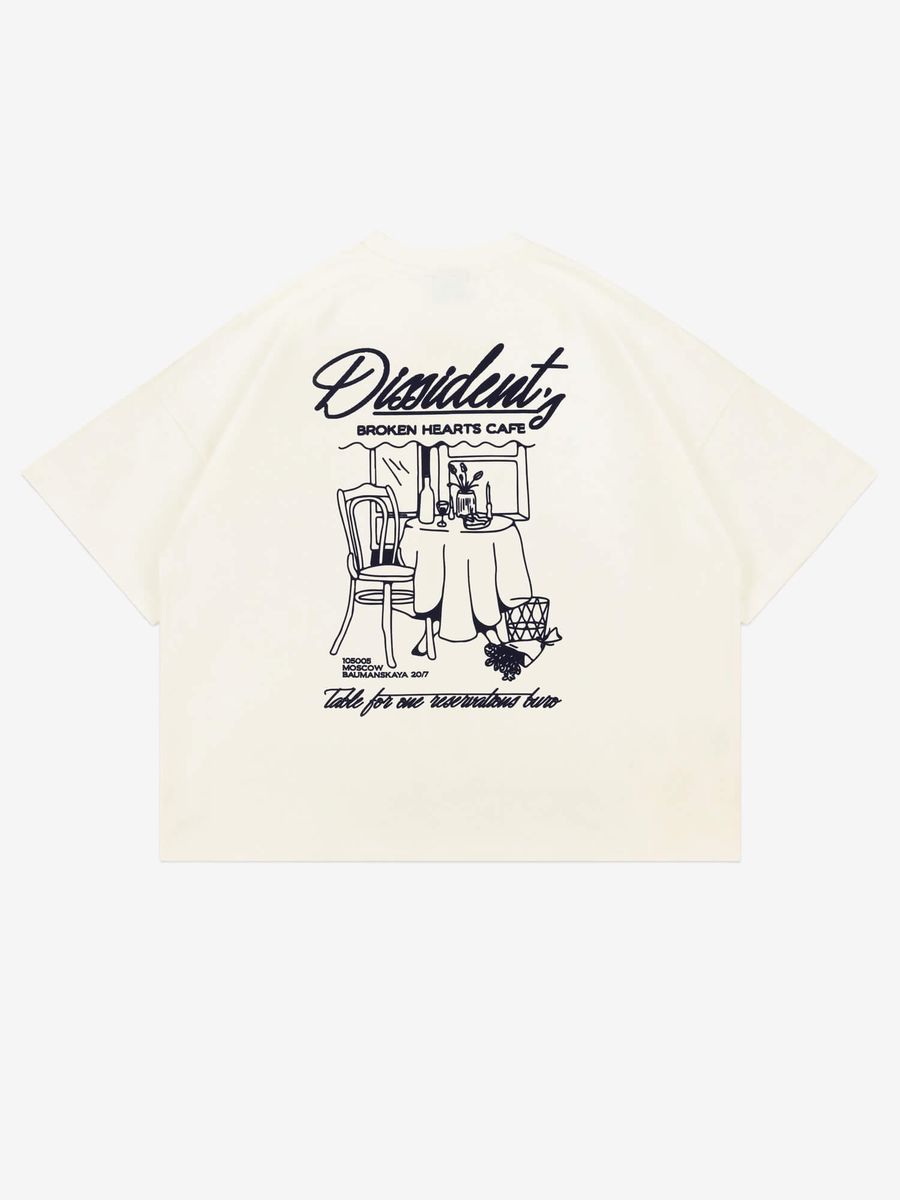 DISSIDENT — Футболка Table for One Oversized Tee Milk