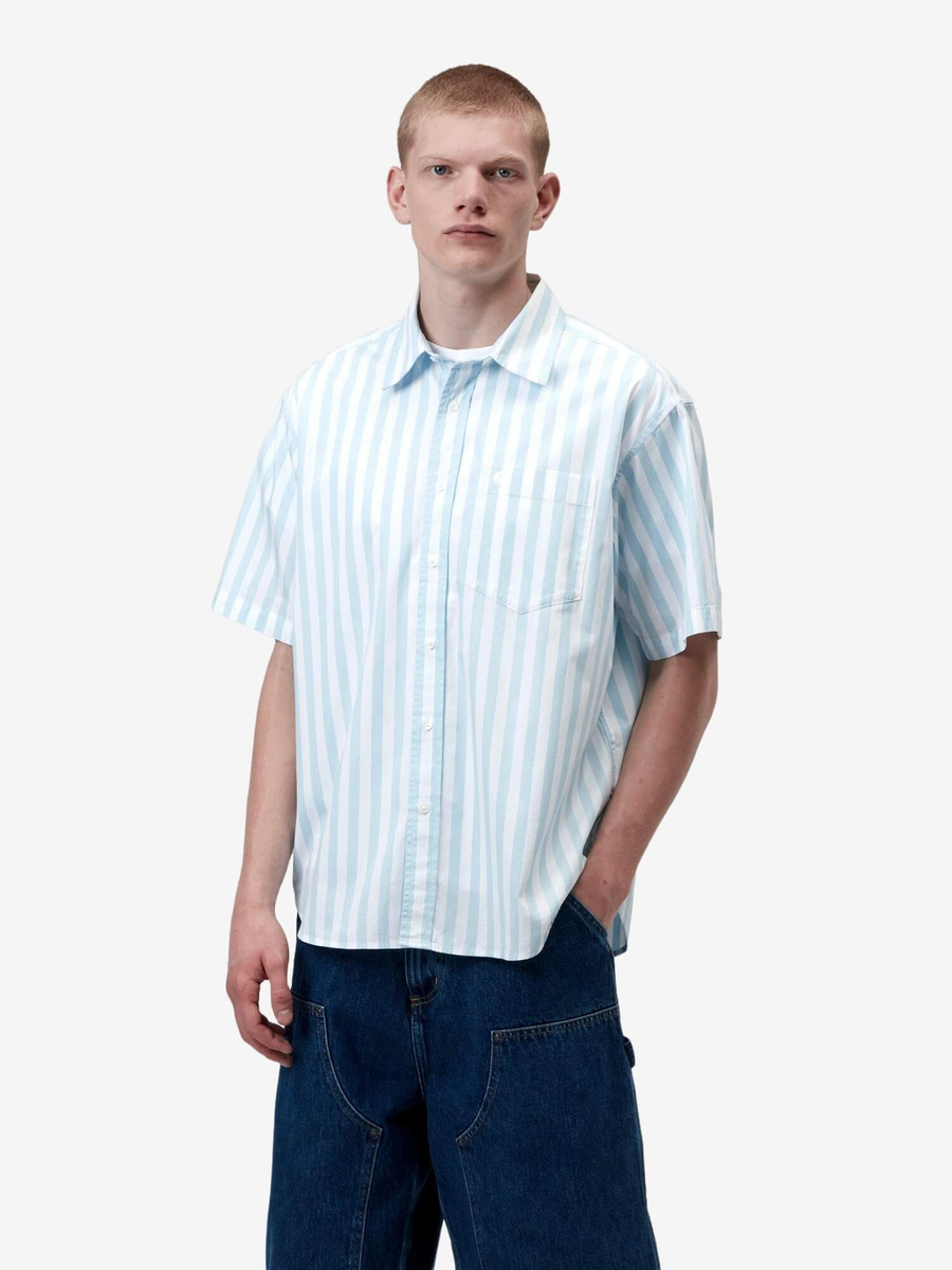 CARHARTT WIP — Рубашка S/S Royce Stripe Icaria/White