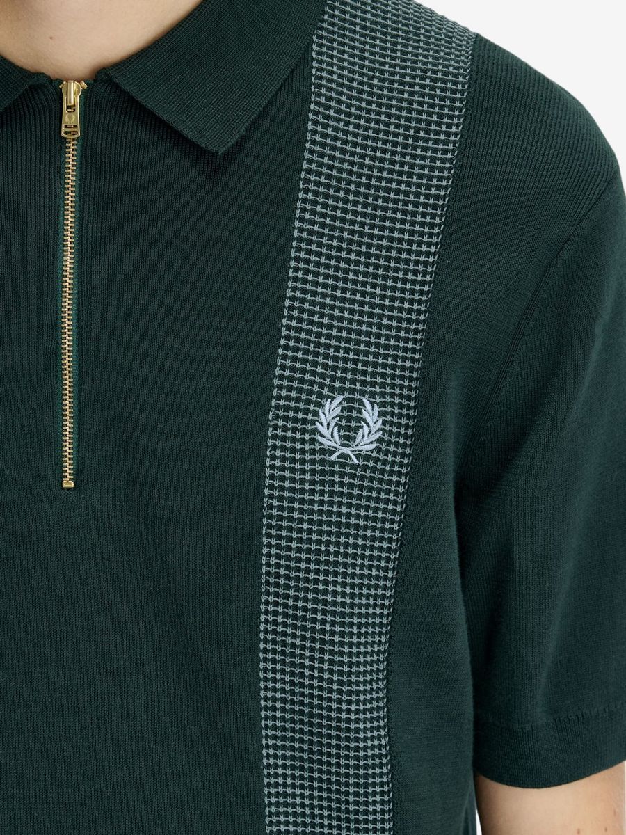 FRED PERRY — Поло Panel Detail Knitted Shirt Grassroots