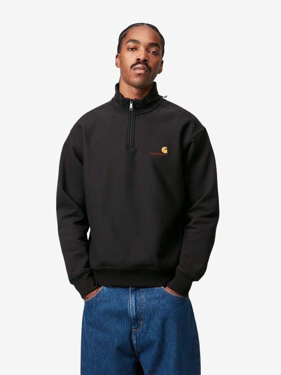 CARHARTT WIP — Свитшот American Script Half Zip Black