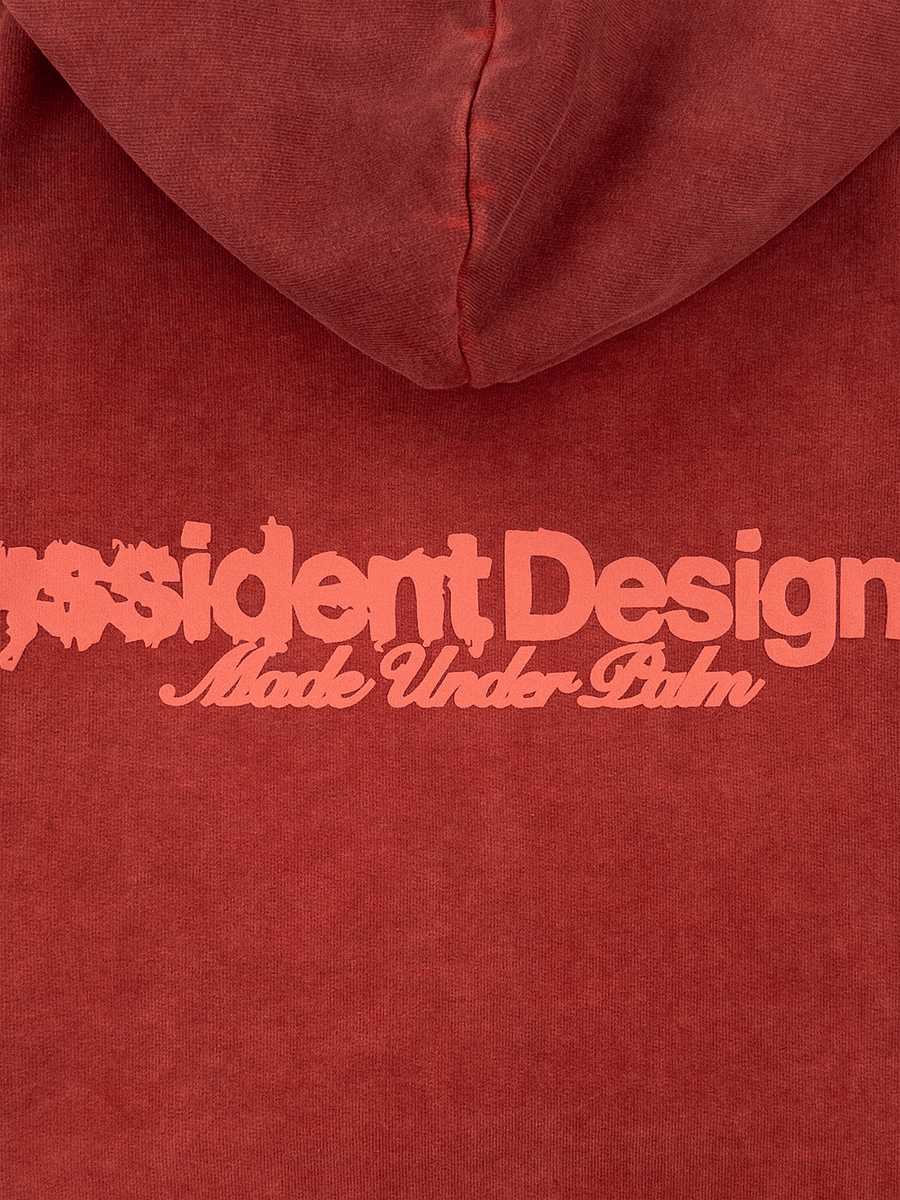 DISSIDENT — Худи DD Pufed Ink Dyed Hoodie in Faded Red