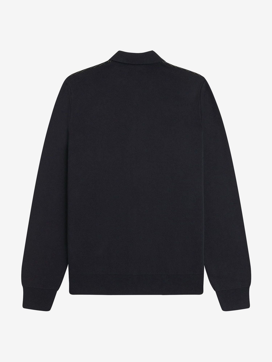 FRED PERRY — Кардиган Textured Panel ZIP Cradigan Black