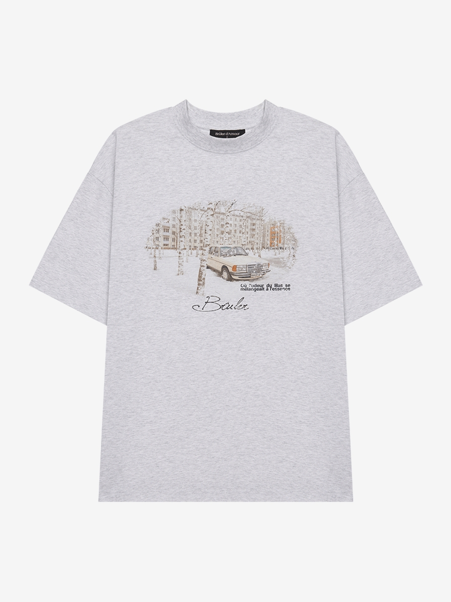 BRÛLER D’AMOUR — Футболка Cour de la maison Grey Melange