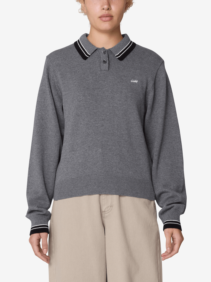 OBEY — Свитер-Поло W Goalie Polo Sweater Grey Heather