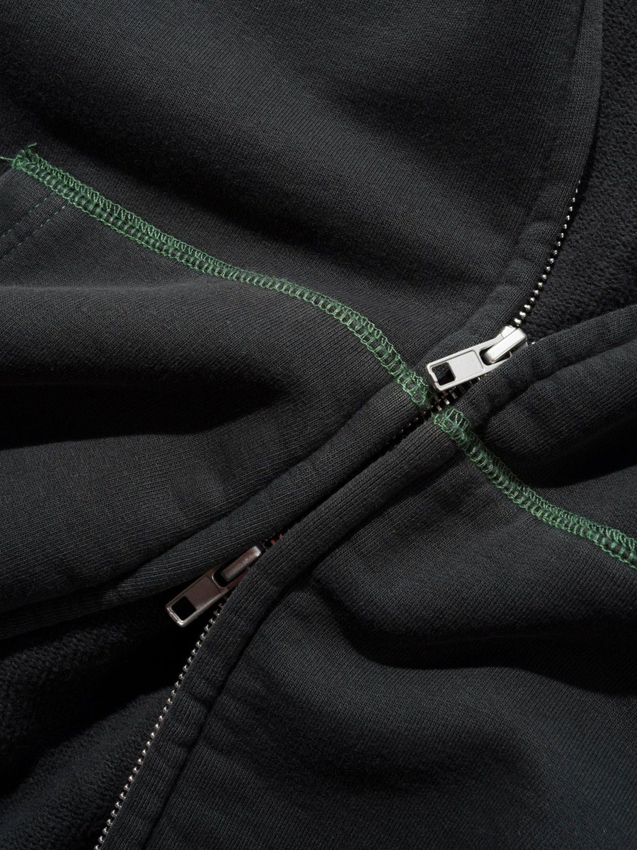 BUTTER GOODS — Худи Drummer Zip-Thru Hood Washed Black