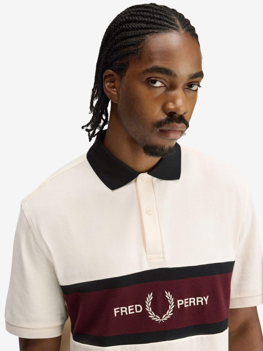 FRED PERRY — Рубашка Поло Embroidered Panel Polo Ecru