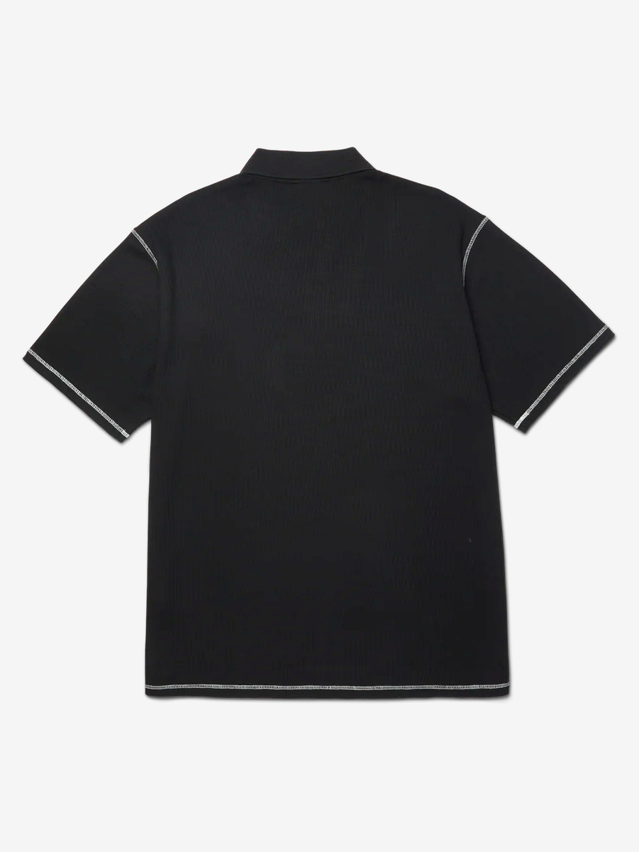 HUF — Поло-вязанное Waffle Knit S/S Contrast Polo Black