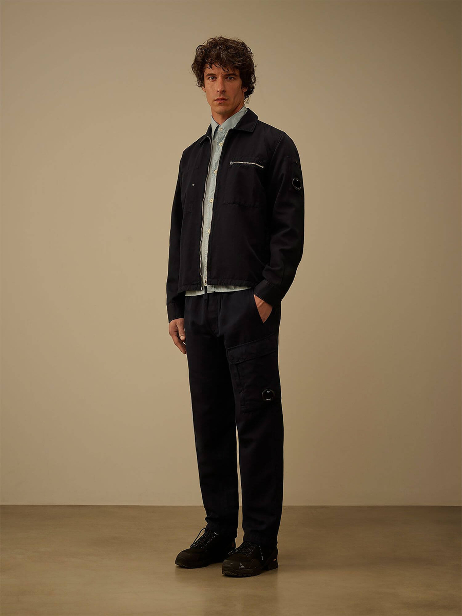 C.P. COMPANY — Овершот Cotton/Linen Lens Zip Overshirt Total Eclipse