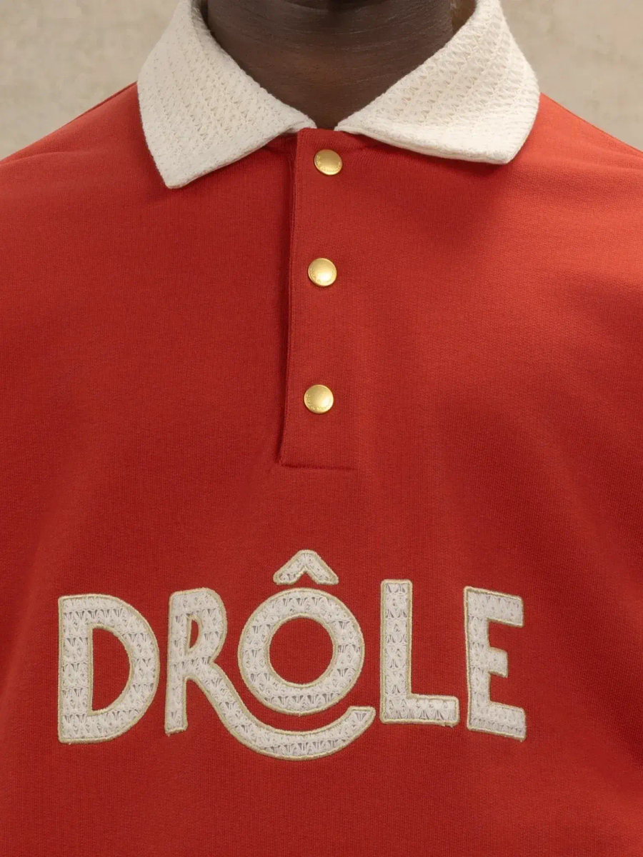 DRÔLE DE MONSIEUR — Поло Polo Drôle Col Crochet Dark Red