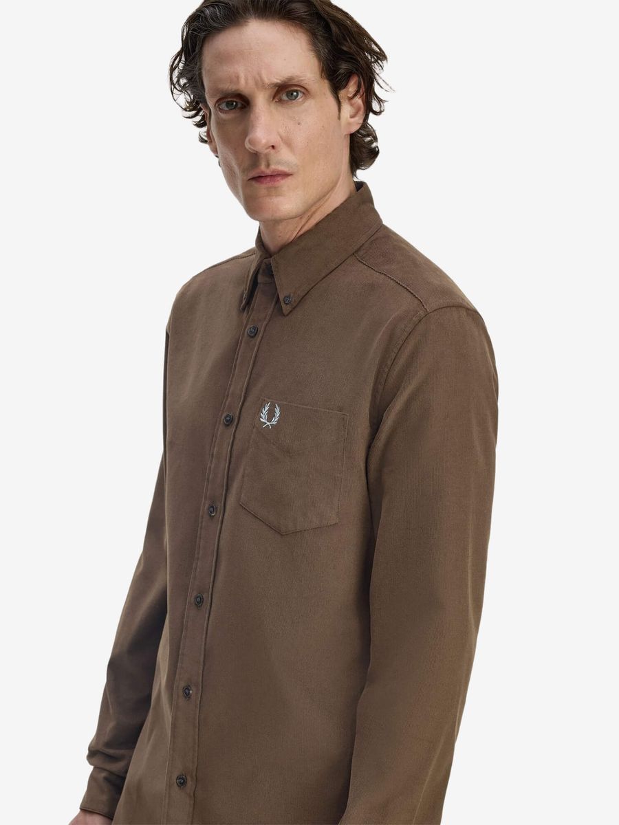 FRED PERRY — Рубашка Needle Cord Shirt Burnt Tobacco