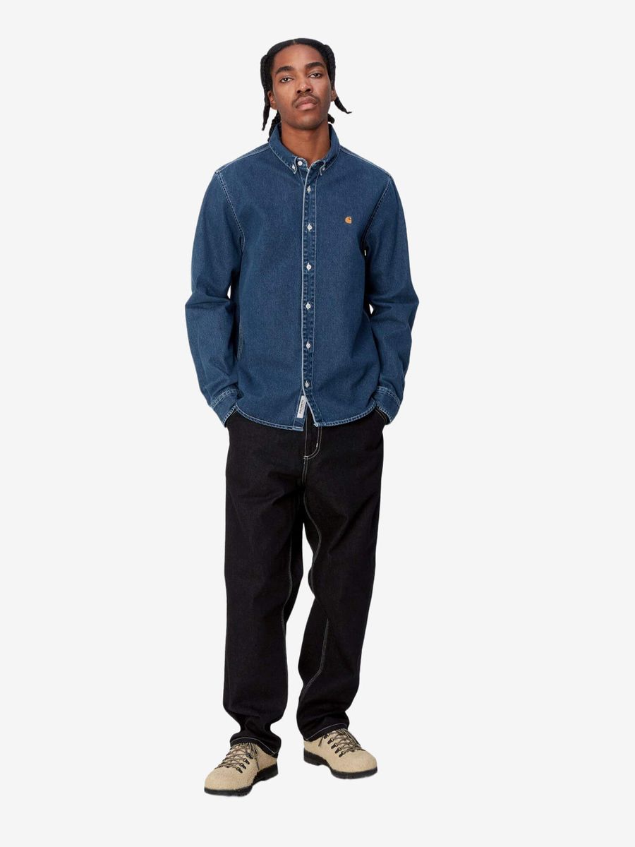 CARHARTT WIP — Рубашка LS Weldon Denim Blue (Stone Washed)