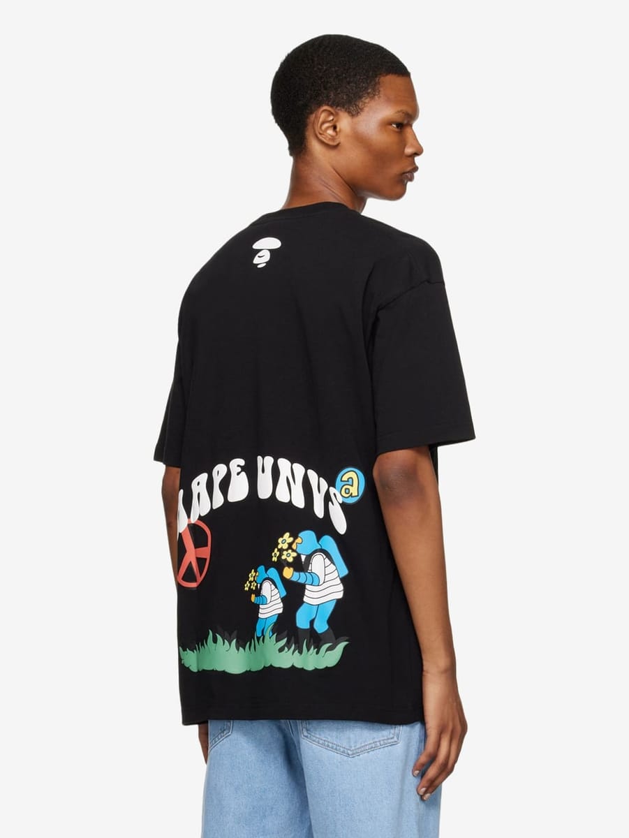 AAPE BY *A BATHING APE — Футболка UNVS Peace Tee Black
