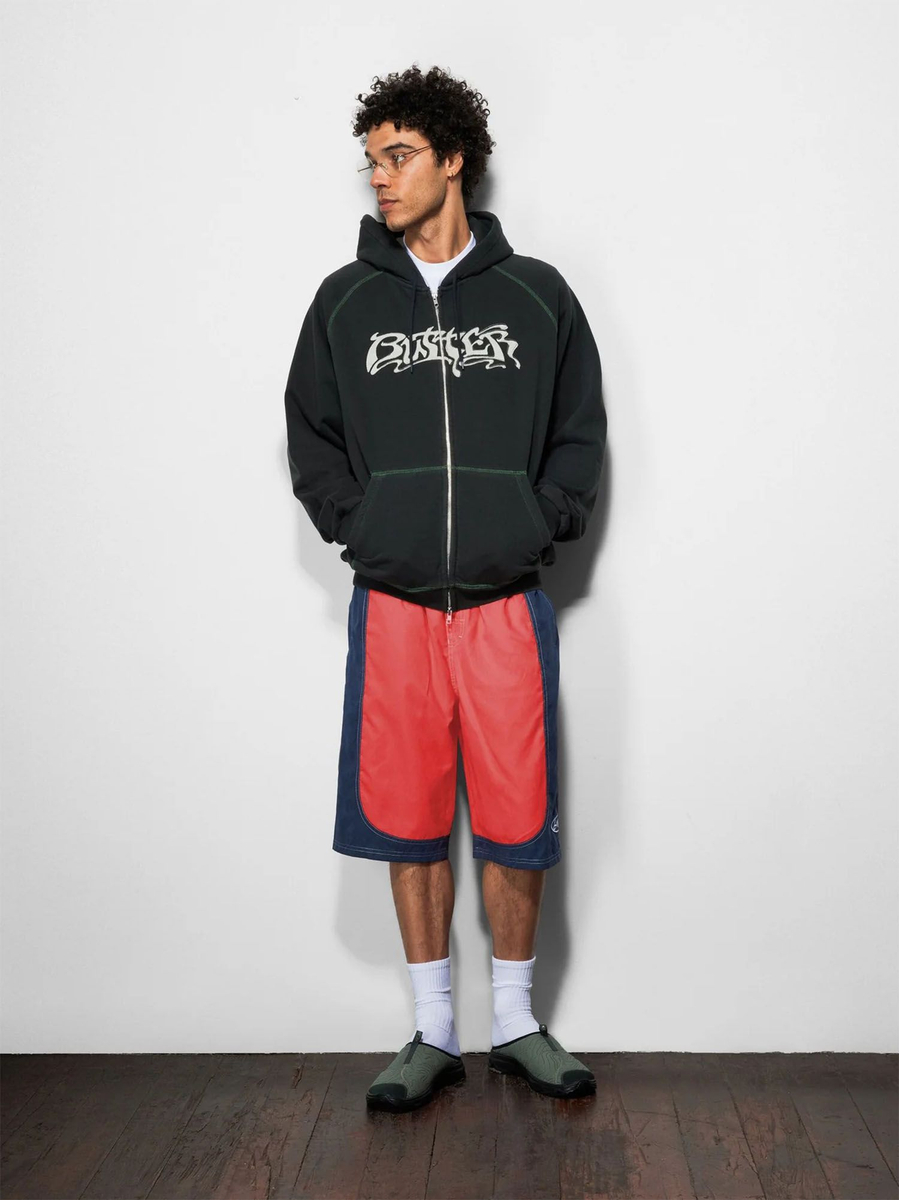 BUTTER GOODS — Худи Drummer Zip-Thru Hood Washed Black