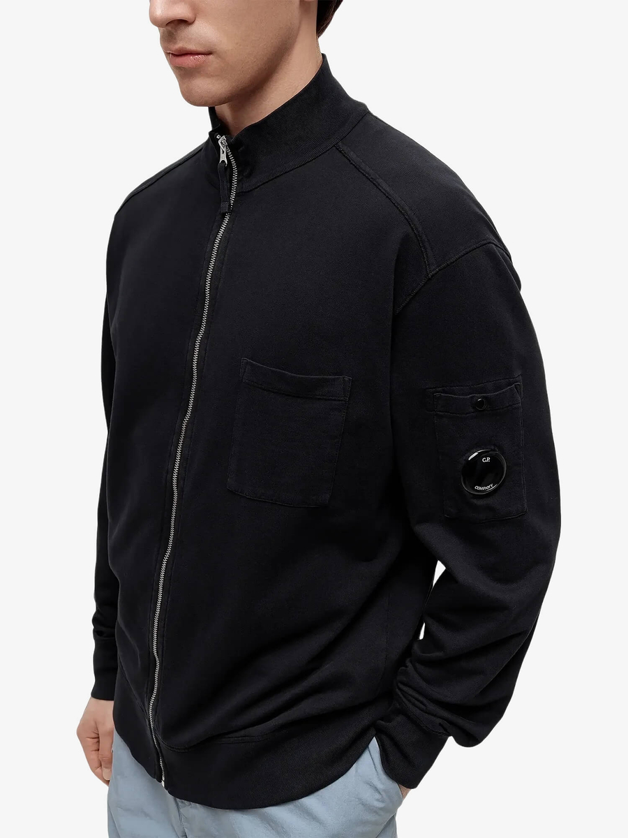C.P. COMPANY — Свитшот Zip-Up Lens Sweatshirt Polo Collar Black