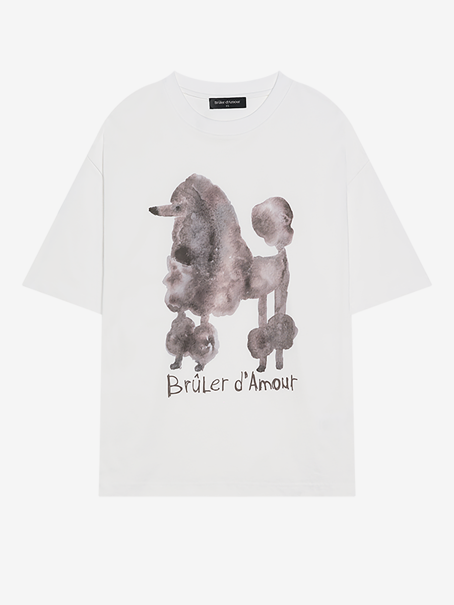 BRÛLER D’AMOUR — Футболка Призрачный Пудель/Caniche fantôme White