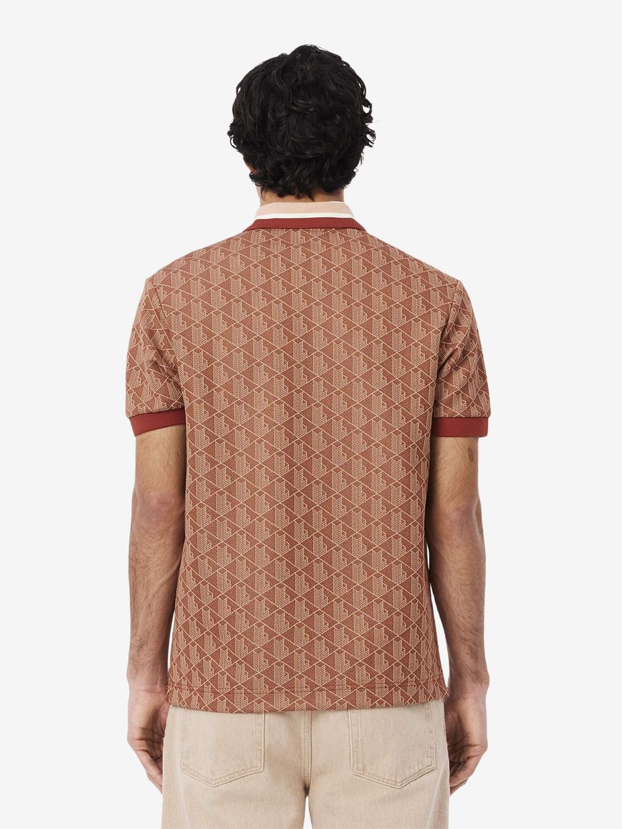 LACOSTE — Футболка Поло Classic Fit Contrast Collar Monogram Iberis/Latte
