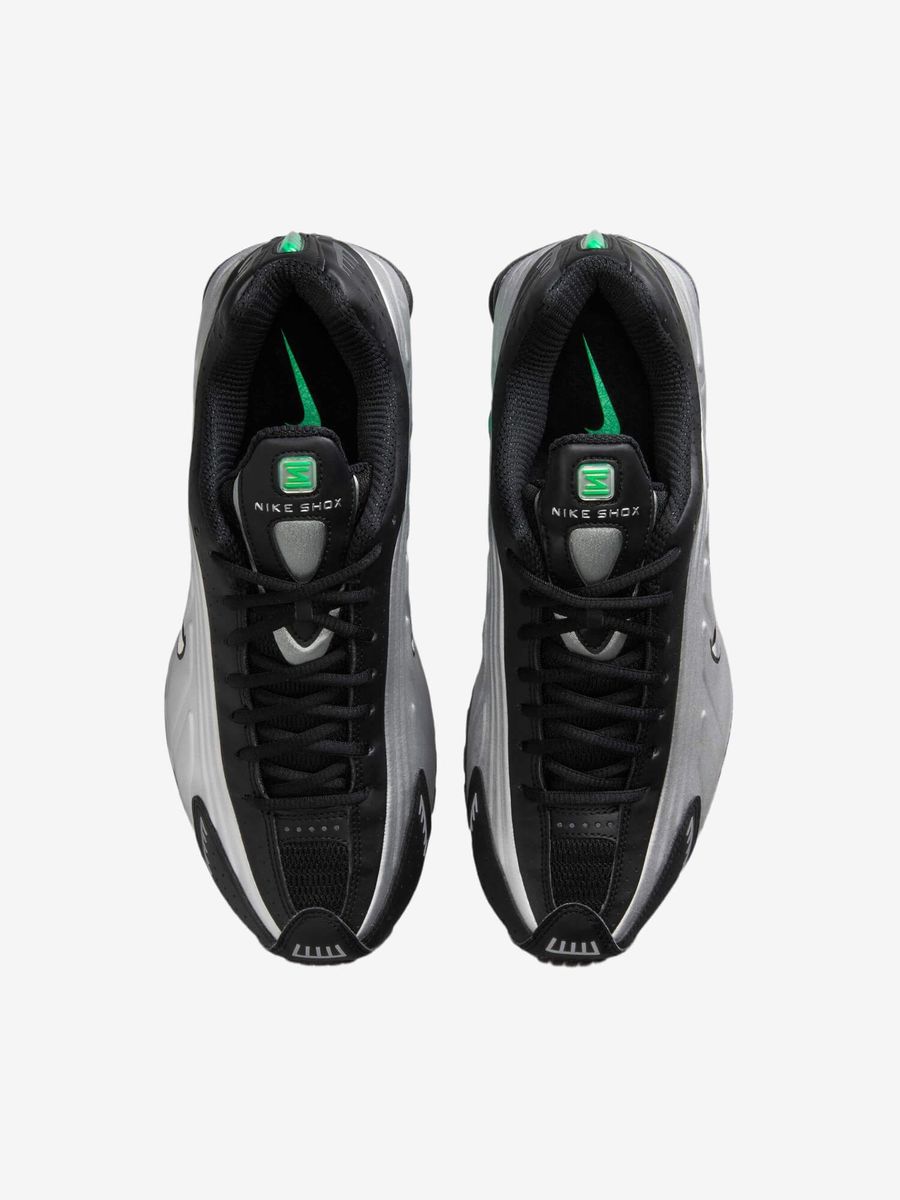 NIKE — Кроссовки Shox R4 Metalic Silver/Black/Green