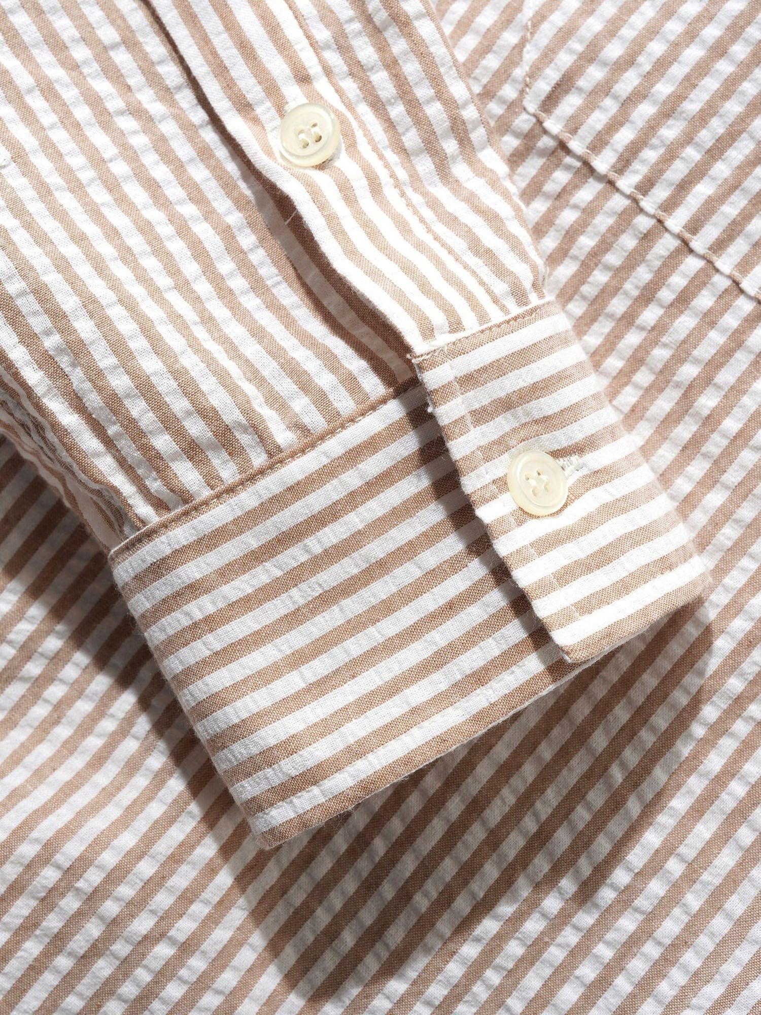 BUTTER GOODS — Рубашка Seersucker Striped Shirt Brown