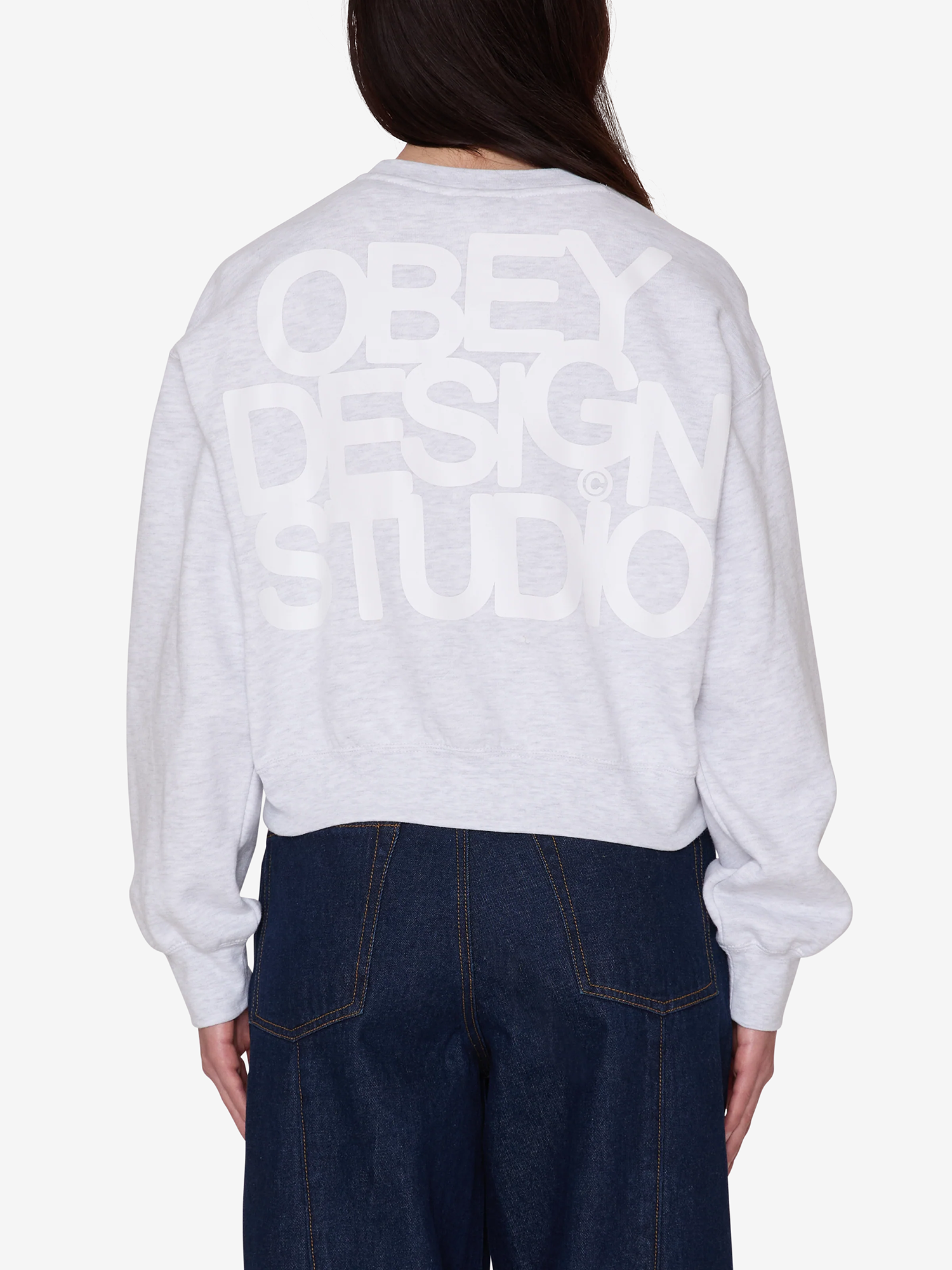 OBEY — Свитшот W Design Studio Cropped Crew Ash Heather Grey